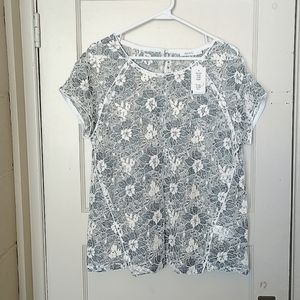 BNWT Ricki's Size L Ivory Lace & Grey Floral Top